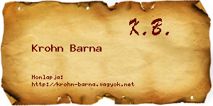 Krohn Barna névjegykártya